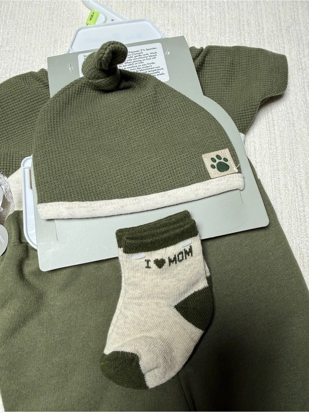 Essentials Women Sweater Cream with Olive Green Accents